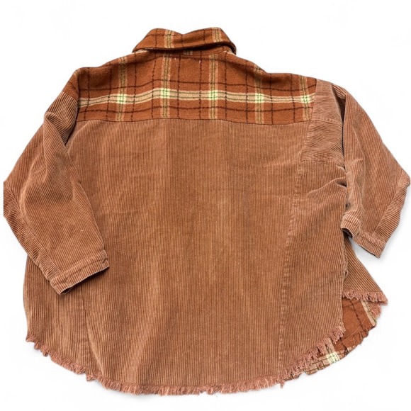 Fantastic Fawn Plaid Corduroy Shacket Oversized Button Up Shirt Jacket Women S‎ - Picture 6 of 12